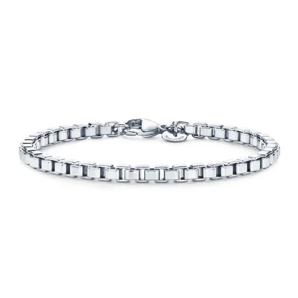 Tiffany & Co. Venetian Link Chain Bracelet 925 Sterling Silver 7.5" Unisex - Picture 1 of 11